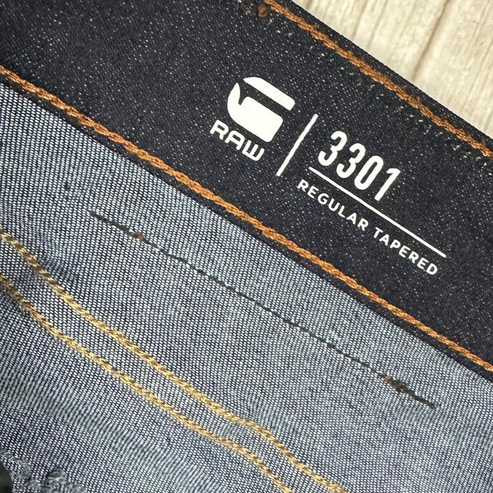 G Star RAW Mens 3301 Regular Tapered Jeans -Size 40/32