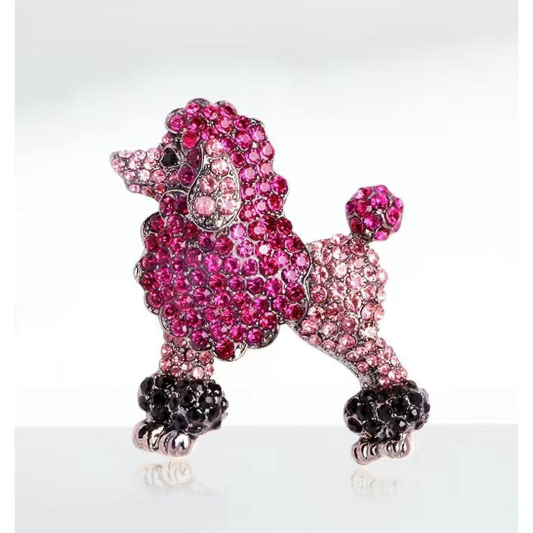 Jewelled pink Poodle Brooch - Jean Pool