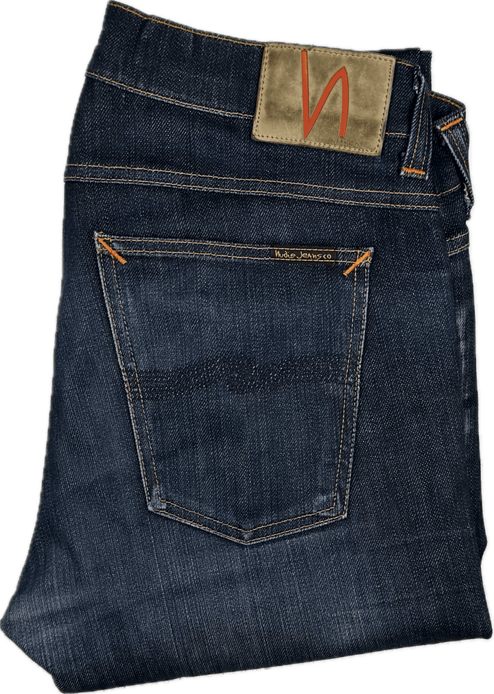 Nudie 'Tilted Tor' Dry Pure Navy Wash Stretch Jeans- Size 34/32