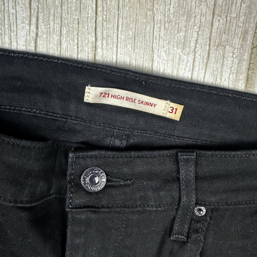 Levis 721 Ladies ' The High Rise Skinny' Black Jeans - Size 31 - Jean Pool