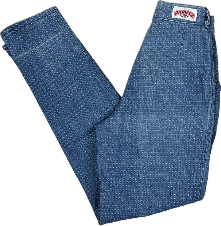 Vintage 80's Pioneer Pleat Front Tapered Jeans- Suit Size 4