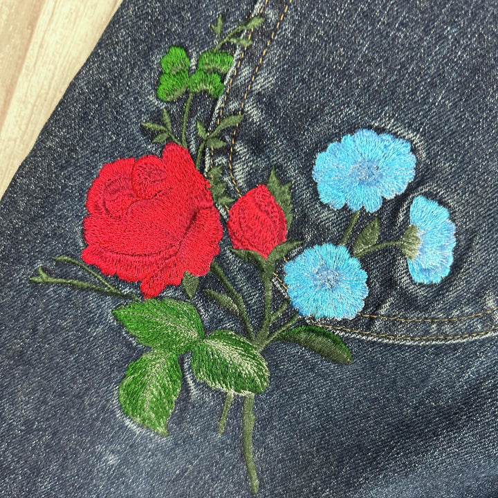 Moss & Spy Slim Straight Stretch Floral Embroidered Jeans- Size 10