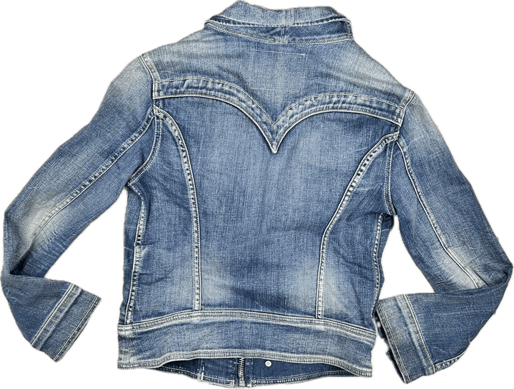 Nolita Italian Denim Jean Biker Jacket - Suit Size M - Jean Pool