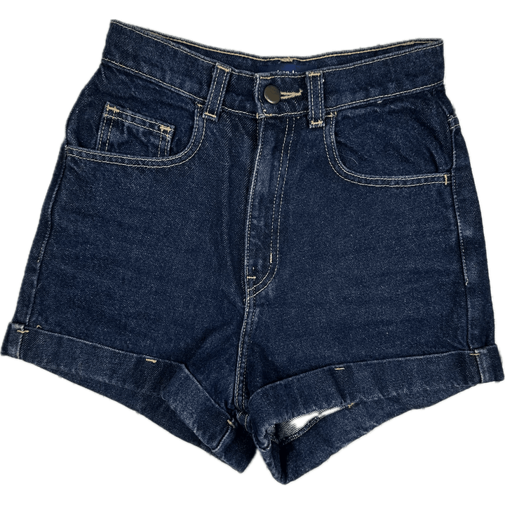 American Apparel Ladies High Waist Denim Shorts - Size 25" - Jean Pool