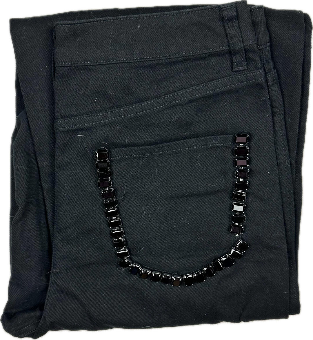 NWT - Sandro Paris 'Andy' Wide Leg Jewelled Jeans - Size 38