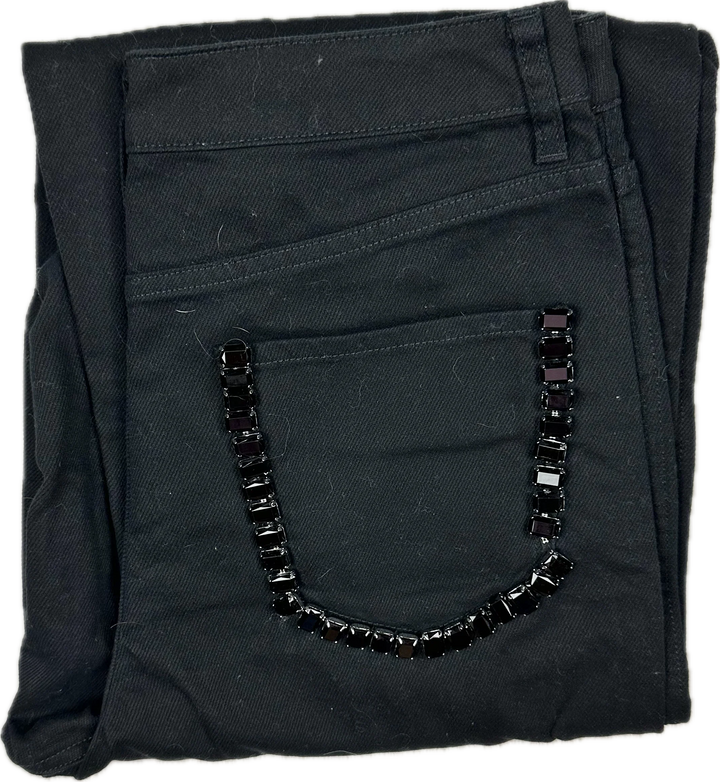 NWT - Sandro Paris 'Andy' Wide Leg Jewelled Jeans - Size 38