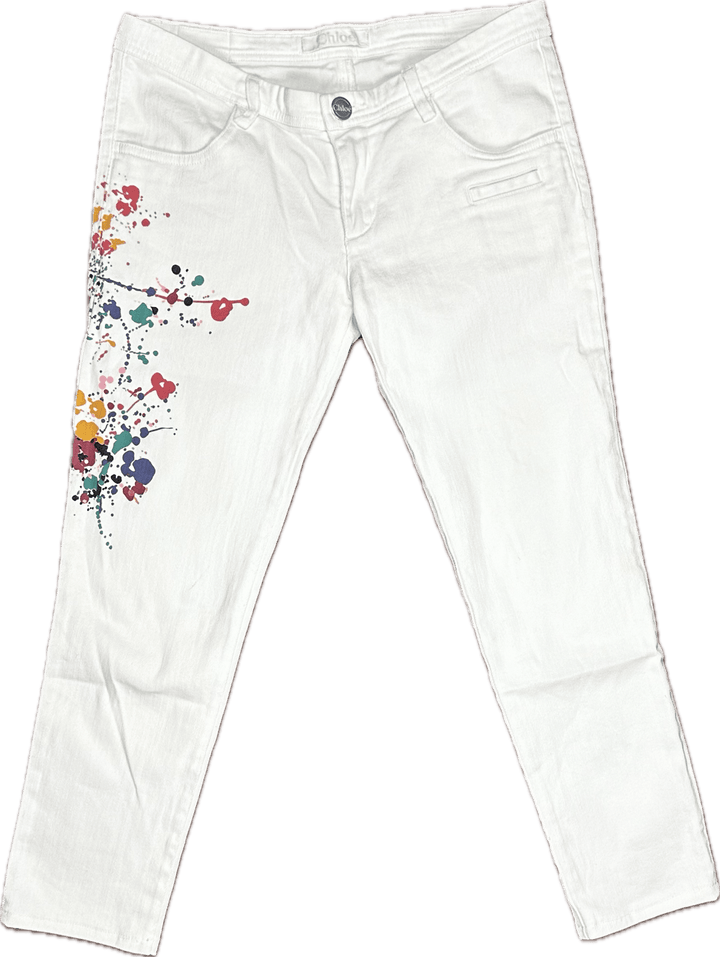 Chloe Cropped Paint Splatter  Capri Jeans- Size 8/10