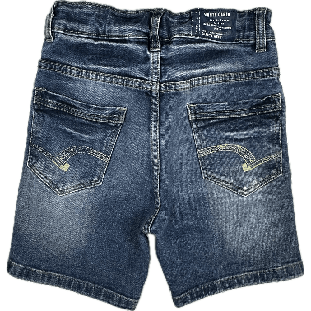 Monte Carlo Boys Distressed Denim Shorts - Size 7/8 - Jean Pool