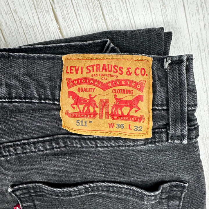 Levis Slim Straight 511 Men's Black Jeans - Size 36/30