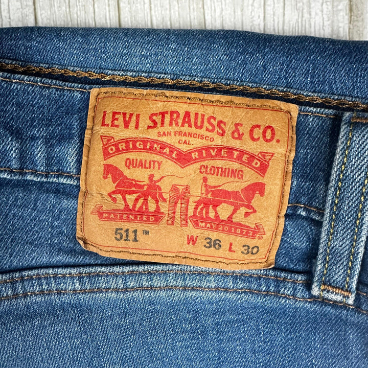 Levis Slim Straight 511 Men's Denim Jeans - Size 36/30 - Jean Pool