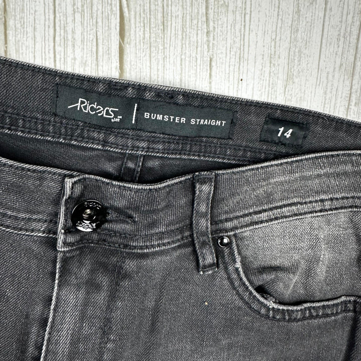 NEW- Lee Riders 'Bumster Straight' Washed Black Jeans- Size 14