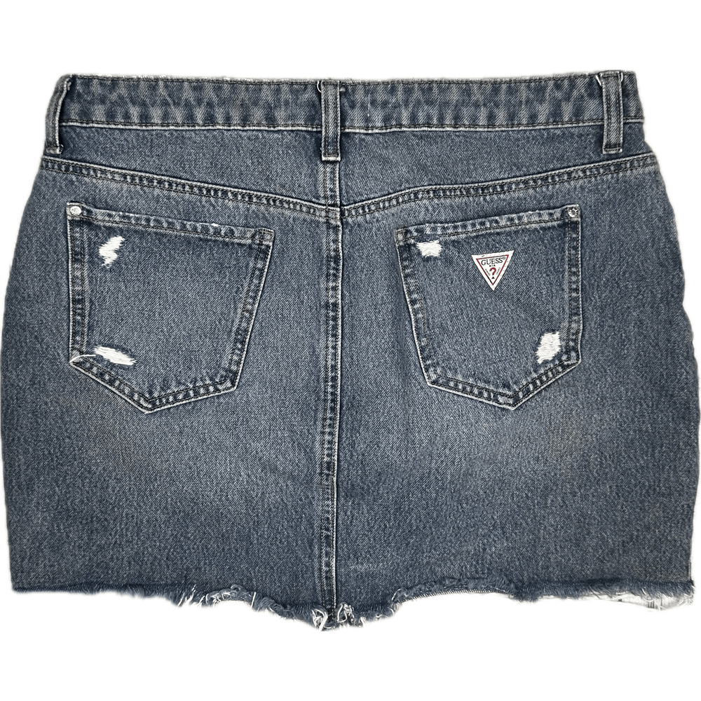 Guess Jeans Distressed Denim Mini Skirt - Size M - Jean Pool