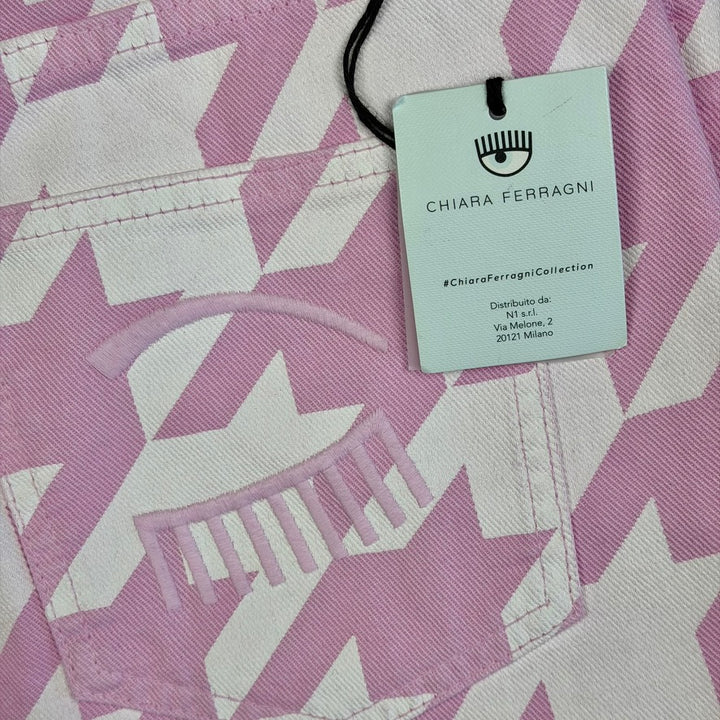 NWT -Chiara Ferragni Pie De Poule Pink Jeans- Size M