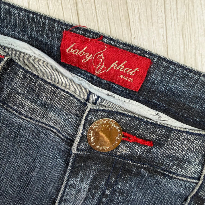 NEW- Baby Phat Cuffed Distressed Denim Capri- US Size 14 or 16/18 AU