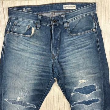 G Star Restored '3301 Tapered 3DR' Patch Look  Mens Jeans -Size 31/32