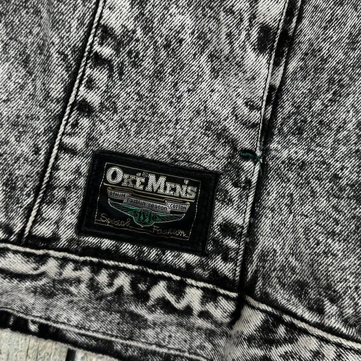 Vintage 80s Mens Acid Wash Denim Jacket by Oke- Size L