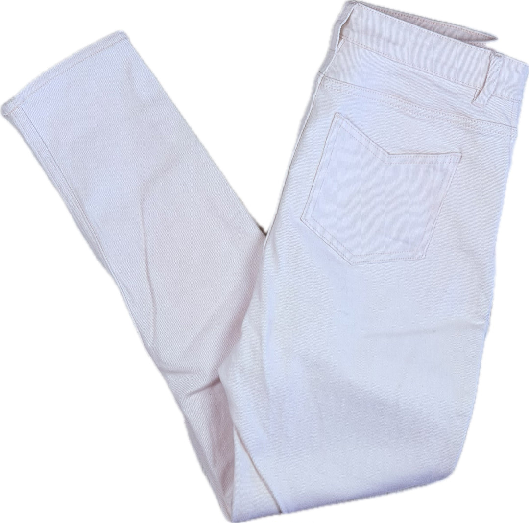 Acler Exposed Button Ivory High Rise Jeans -Size 12
