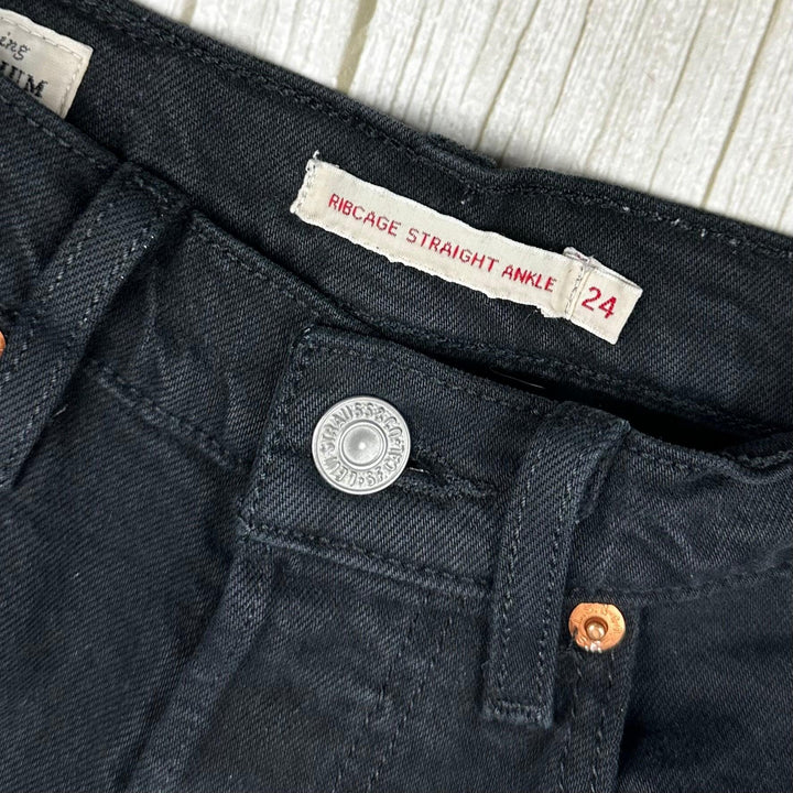 Levis Ladies Black ‘Ribcage Straight Ankle’ Jeans  - Size 24