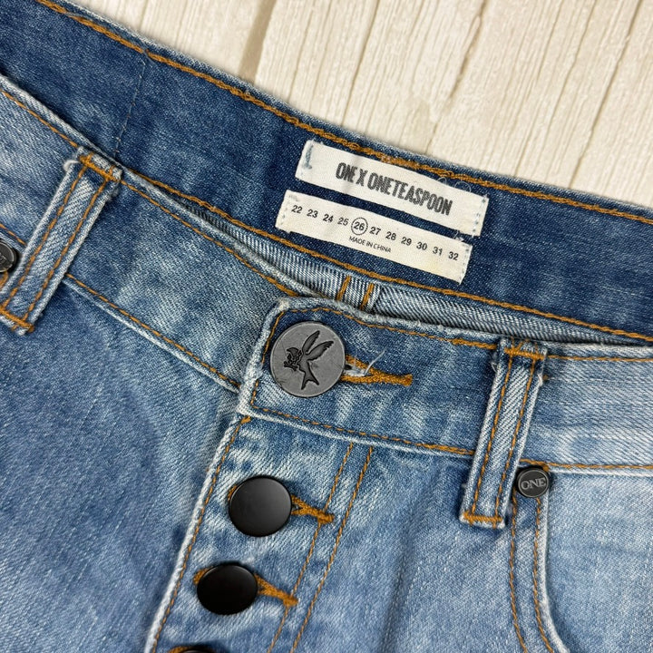 One Teaspoon Exposed Button Fly  Bandits Rolled Cuff Shorts  - Size 26"