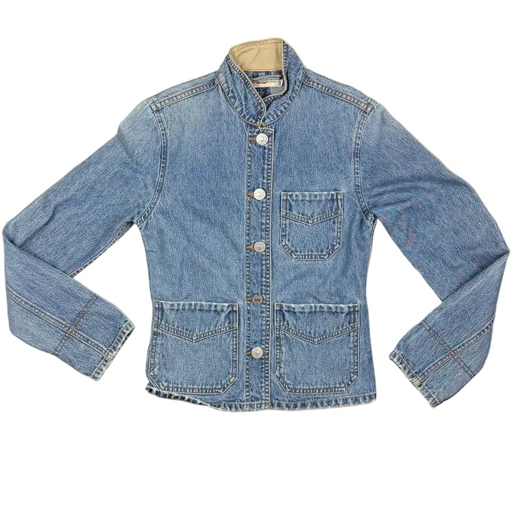 Levis Classic Red Tab Vintage 90's Ladies Denim Madarin Collar Jacket - Size S