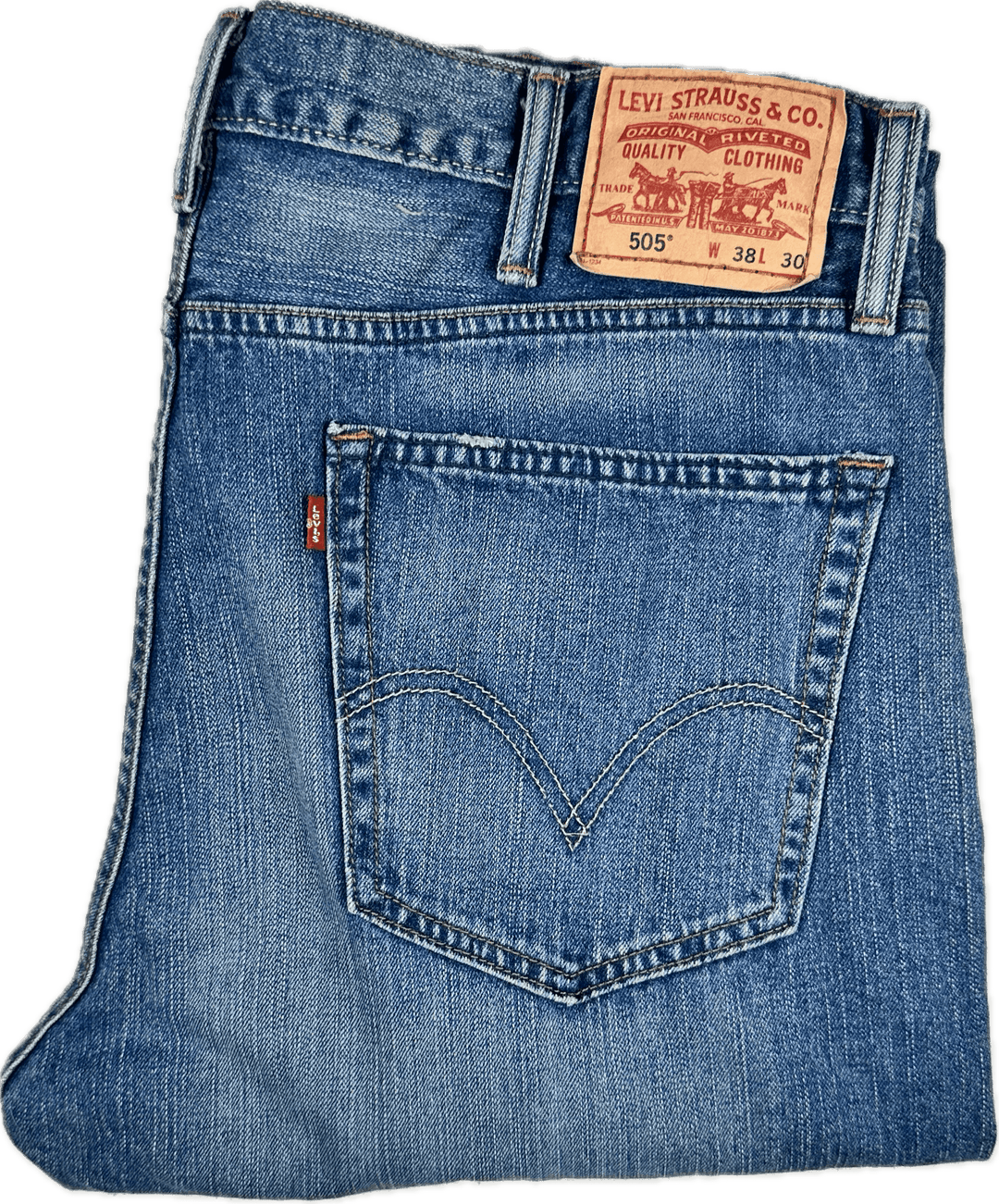 Levis 505 Mid Blue Wash Regular Fit -Size 38/28 - Jean Pool