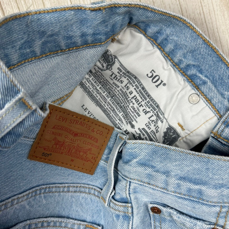 Levis 501 Ladies Distressed Denim Shorts - Size 24