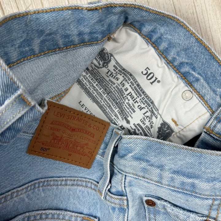 Levis 501 Ladies Distressed Denim Shorts - Size 24