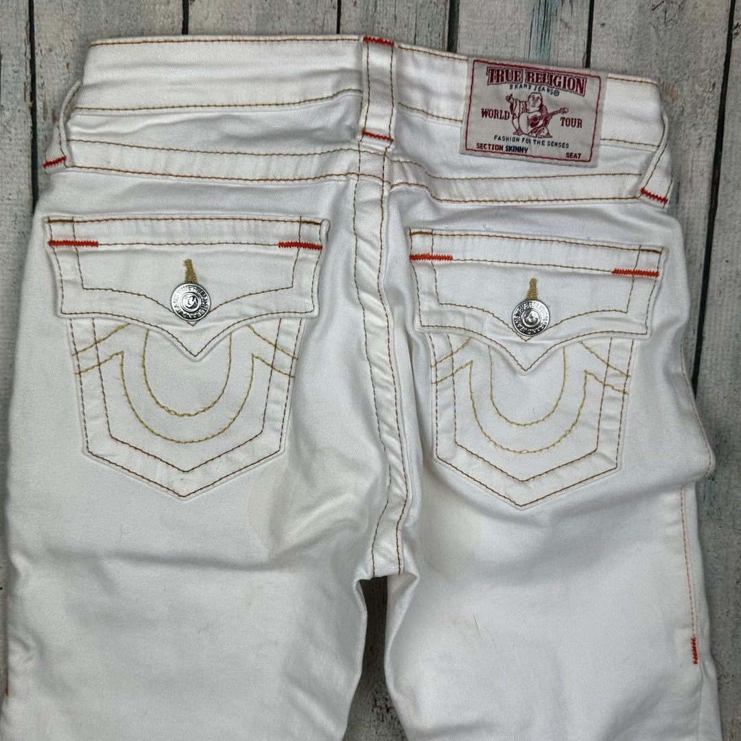True Religion Low Rise Flap Pocket White Jeans- Size 24 - Jean Pool