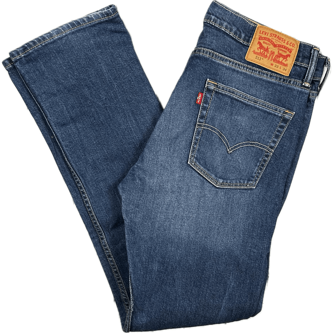 Levis Vintage Wash 513 Mens Stretch Jeans - Size 33/34 - Jean Pool