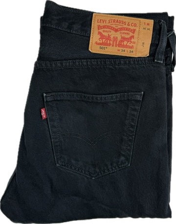 Levis 501 Button Fly Mens Black Jeans -Size 34