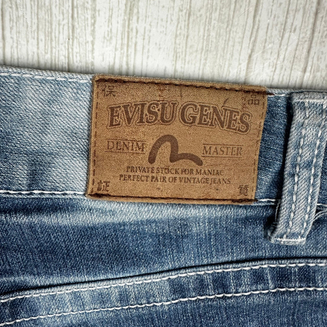 Evisu Genes Ladies Logo Pocket Denim Shorts  - Size 27