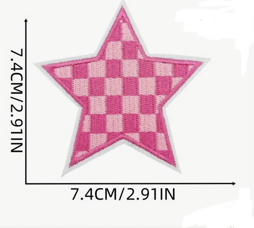 Checkered Star - Embroidered Cloth Patch - Jean Pool