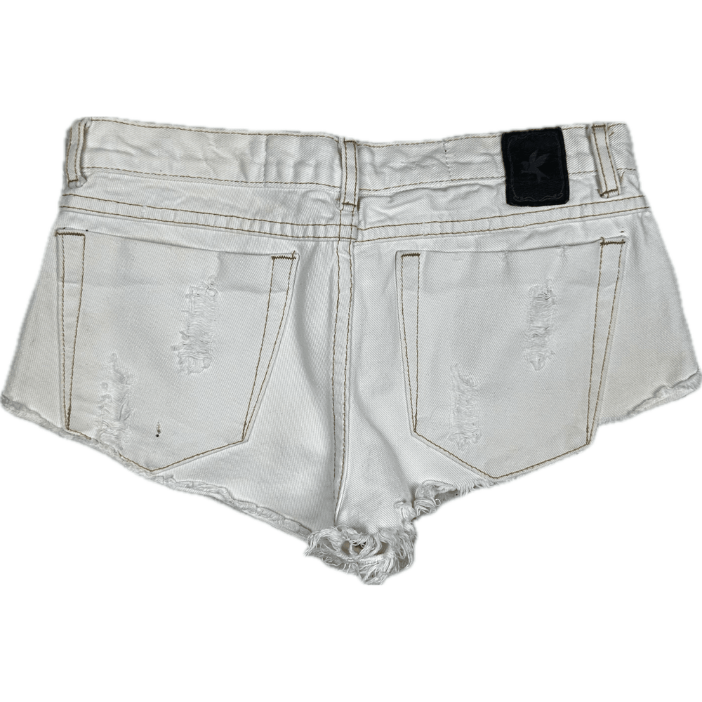 One Teaspoon Ladies Fray Hem Destroyed Denim Shorts - Size 24 - Jean Pool