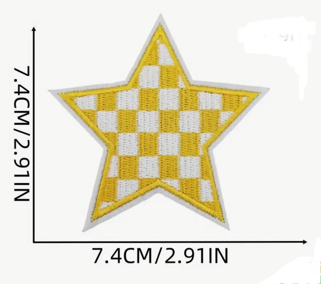 Checkered Star - Embroidered Cloth Patch - Jean Pool