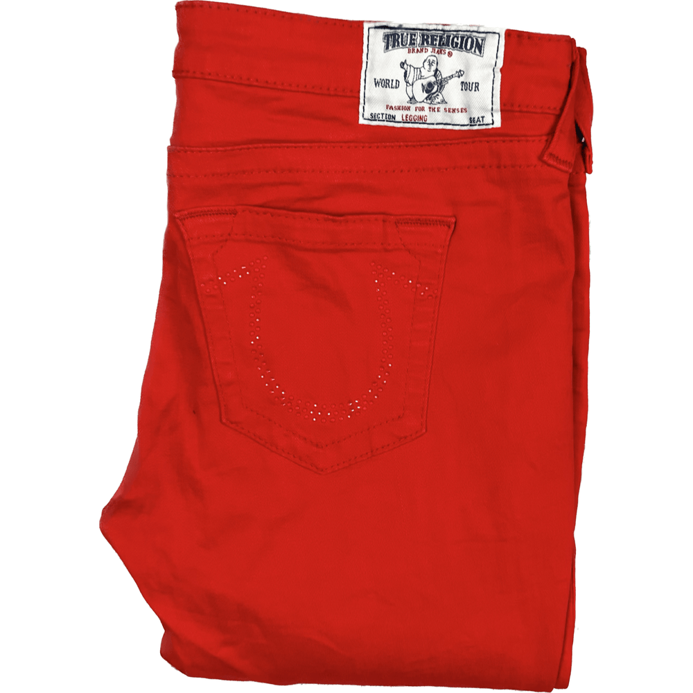 True Religion USA Made 'Legging' Red Skinny Jeans- Size 31 - Jean Pool