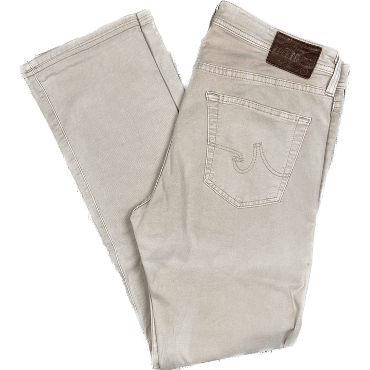 AG Adriano Goldschmied 'The Matchbox' Straight Beige Jeans- Size 34 - Jean Pool