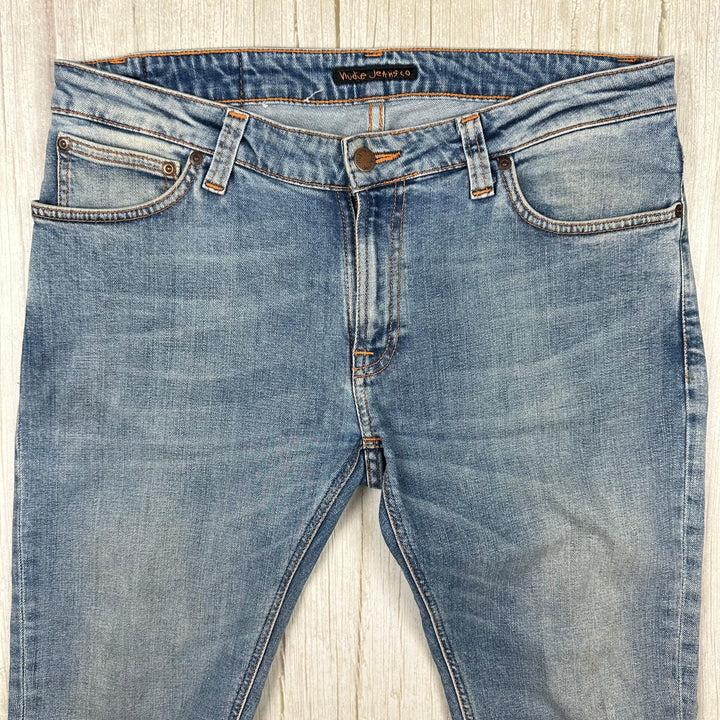 Nudie 'Skinny Lin' Light Blue Pwr Wash Denim Jeans- Size 33/32
