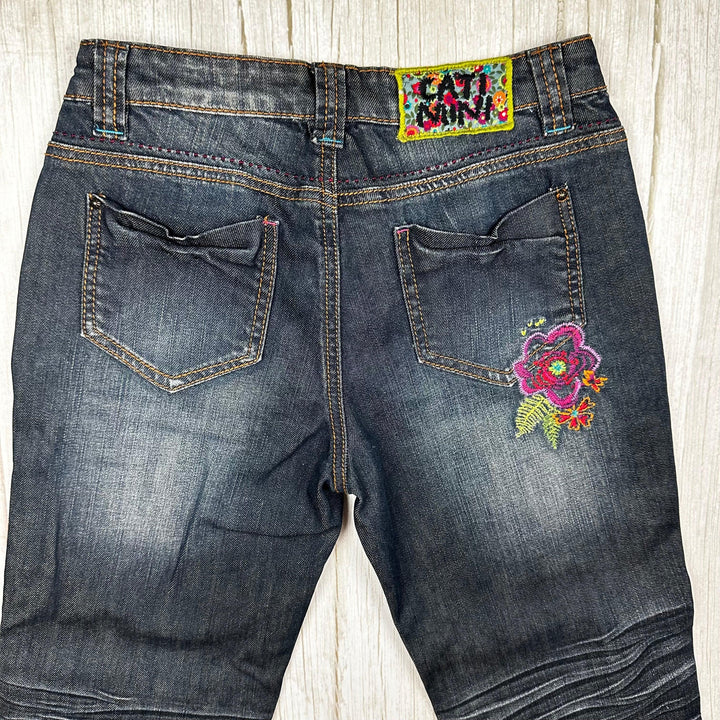 NWT- Catimini Girls Embroidered Crop Jeans - Size 14Y