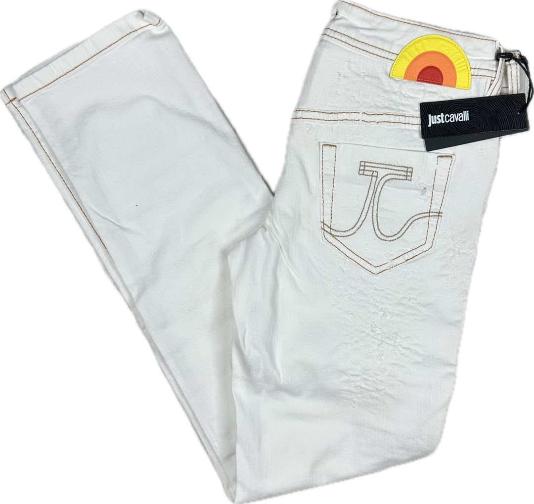 NWT-Just Cavalli Italian Ladies Distress Jeans - Size 28"
