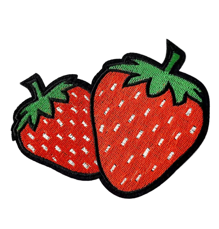 X Large Strawberries-  Embroidered Iron On Patch