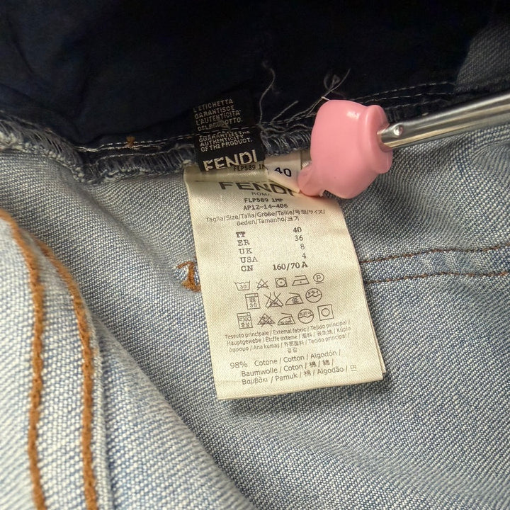 Fendi 'Karlito' Fox Ladies Embroidered Logo Jeans -Size 8