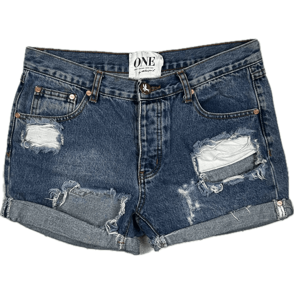 One Teaspoon Chargers Destroyed Denim Shorts Size 26