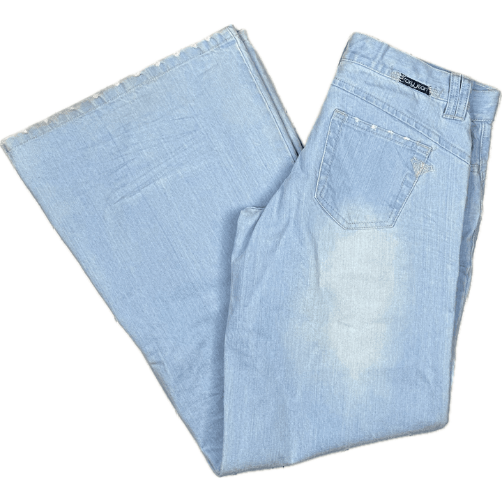 Roxy Jeans Y2K Distressed Blue Low Rise Flares- Size 28 - Jean Pool