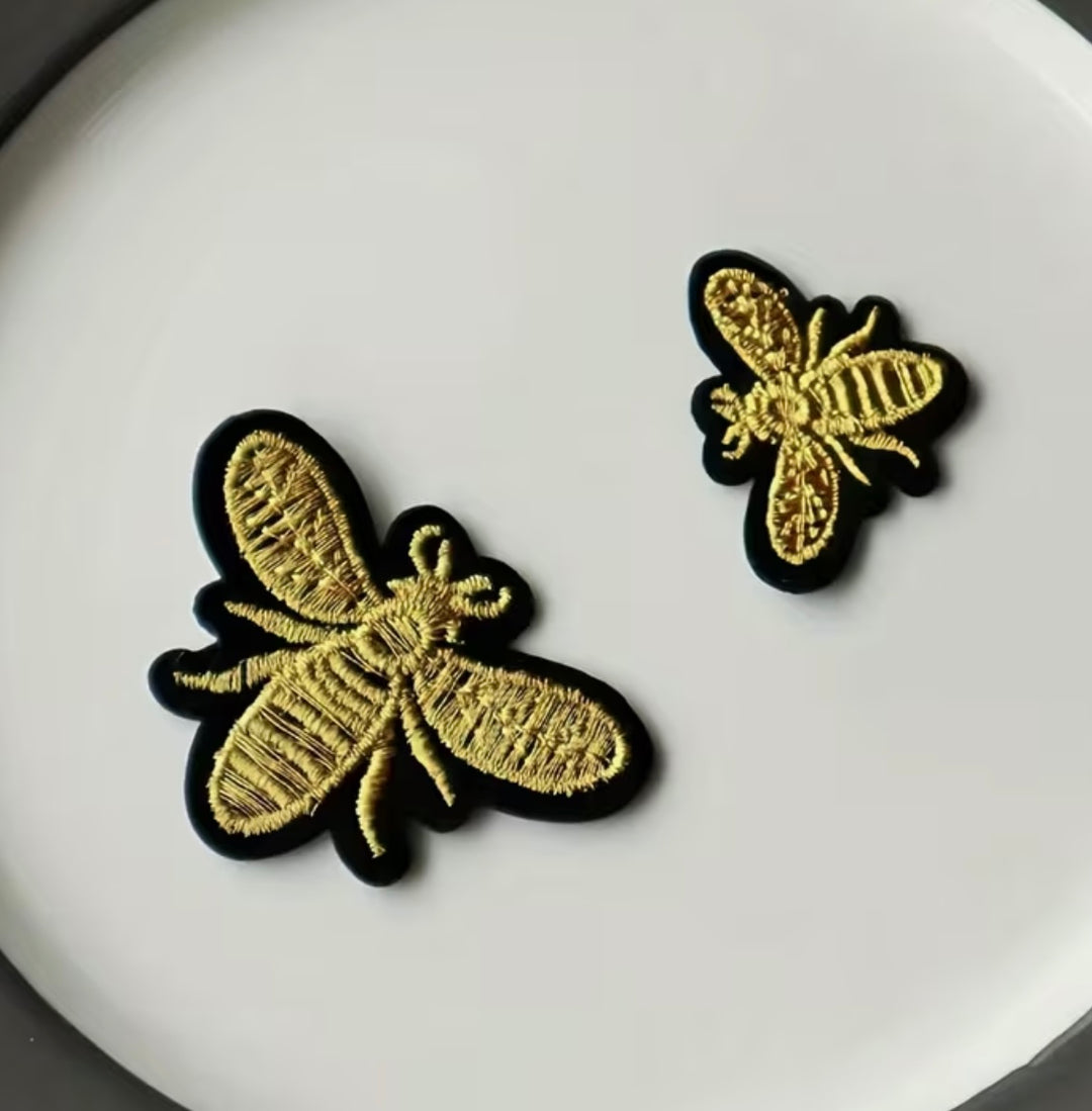 Golden Bee Pair- Embroidered Patch