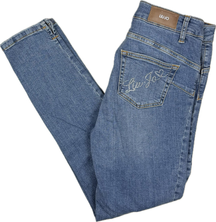 Liu-Jo Jeans Italian Ladies Slim Crystal Logo Jeans - Size 29