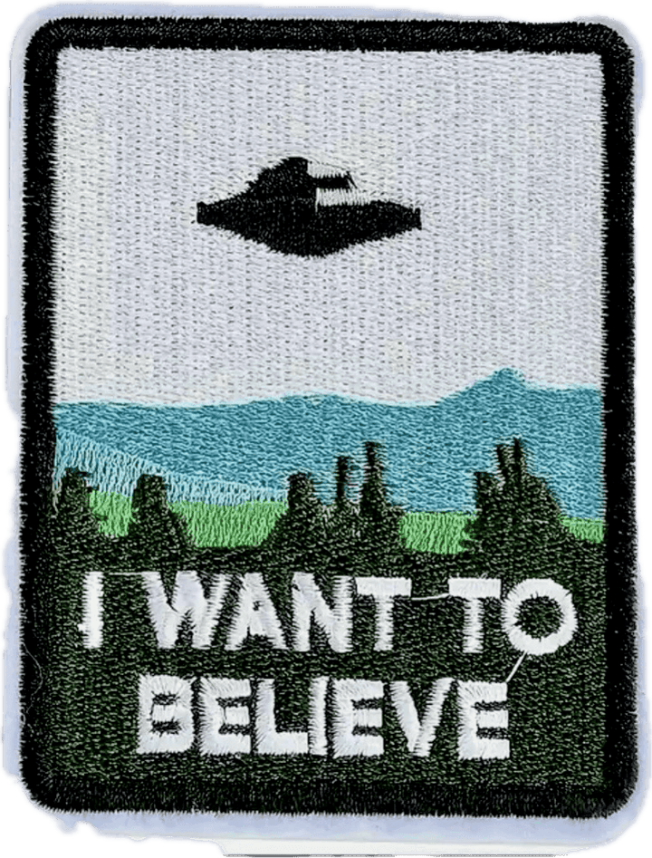 I Want to Believe UFO- Embroidered Cloth Patch - Jean Pool