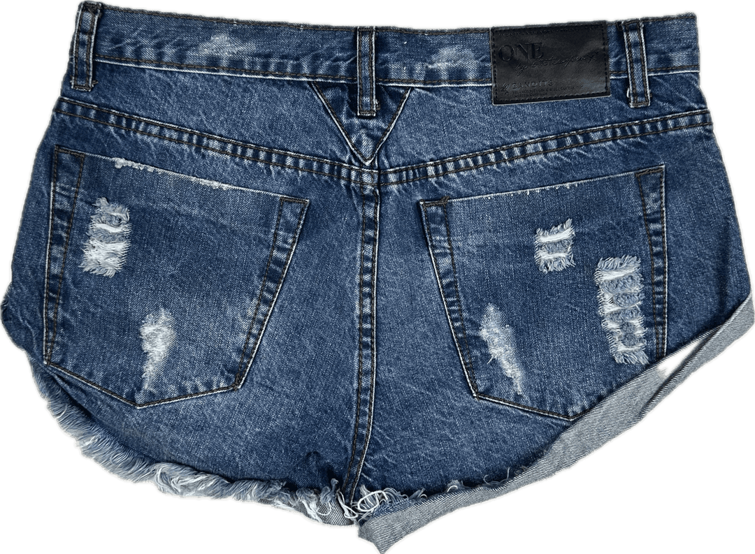 One Teaspoon 'Bandits' Rolled Cuff Denim Shorts  - Size 27"