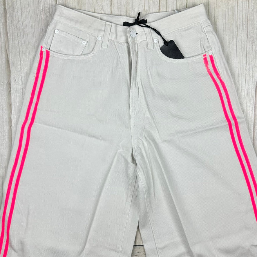 NWT- Made in Tomboy 'Margherita' High Rise Wide Leg Stripe Side Jeans - Size 28