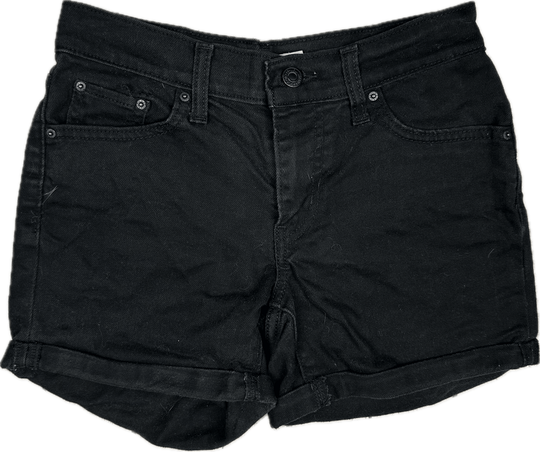 Levis Ladies Black Mid Length Shorts - Size 26 - Jean Pool
