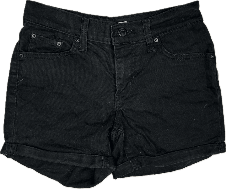 Levis Ladies Black Mid Length Shorts - Size 26 - Jean Pool